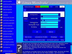 Mit Hilfe eines grafischen Tools schaffen Sie Platz auf der Festplatte, um Linux Mandrake 8.0 installieren zu können