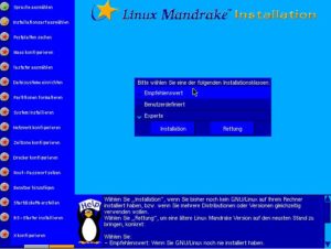Angepasste Installationsarten in der Auswahl.