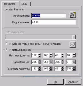 Falls Sie eine Netzwerkkarte haben, können Sie an dieser Stelle die Verbindung konfigurieren
