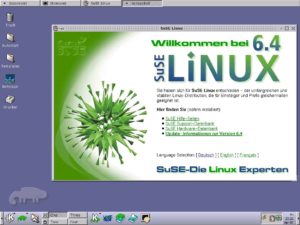 SuSE-Begrüßung nach dem ersten Login.