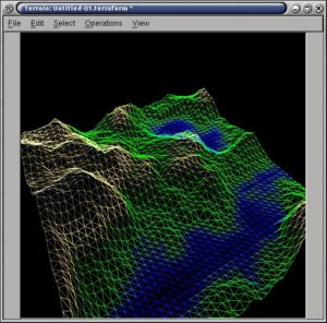 Eine fraktale Landschaft in der Wireframe-Ansicht