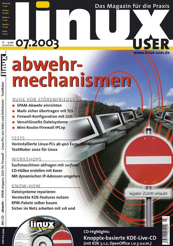 Heftcover LinuxUser 07/2003