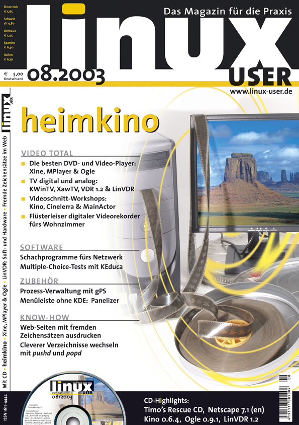 Heftcover LinuxUser 08/2003