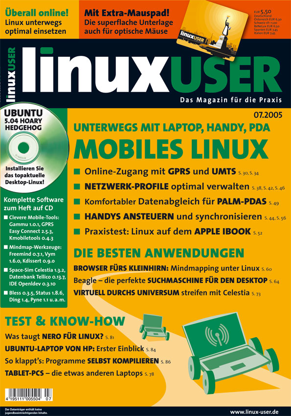 Heftcover LinuxUser 07/2005