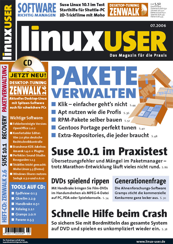 Heftcover LinuxUser 07/2006