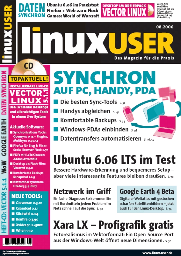 Heftcover LinuxUser 08/2006