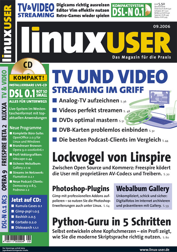 Heftcover LinuxUser 09/2006