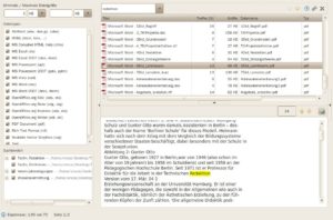 Abbildung 2: Das Interface von Docfetcher zeigt auf einen Blick Filter, Indizes und Ergebnis an.