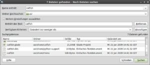Abbildung 3: Das Gnome-search-tool bietet ebenso wie KFind mehr Einstellungen und Features als Catfish, belegt aber auch mehr Speicher und Ressourcen.