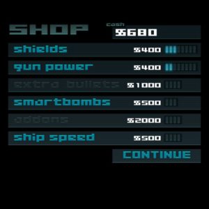 Abbildung 4: Wer im Spiel reichlich Geld verdient hat, darf in Titan Attacks einkaufen gehen.