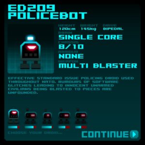 Abbildung 6: Vor einem Levelwechsel darf man wählen, mit welchem der unter die eigene Kontrolle gebrachten Roboter man antreten möchte.