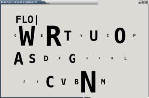 Die virtuelle Tastatur nach dem Eingeben von "Flo": Aufgrund englischer Wörter wie "Flower", "Floor" und "Flora" bietet es wahrscheinliche Buchstaben wie beispielsweise "W", "O" und "R" vergrößert an.