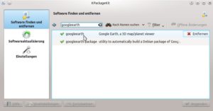 Abbildung 1: Über den Paketmanager entfernen Sie zunächst eine ältere Google-Earth-Installation, bevor Sie eine neue installieren.