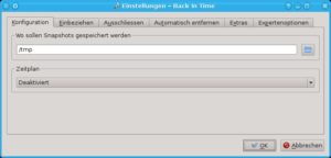 Abbildung 2: Der Konfigurationsdialog erscheint beim ersten Start des Programms. Darin legen Sie unter anderem fest, wo Back in Time seine Backups speichert.