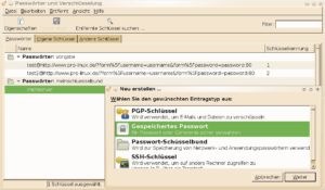 Abbildung 2: Seahorse verwaltet unter Gnome Passwörter und Schlüssel.