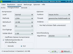 Abbildung 3: Die Komprimierungsfunktion von Peazip bietet vielfältige Optionen.