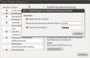 Abbildung 3: Am einfachsten geben Sie Ihre Musiksammlung über das Gnome-Programm Rhythmbox frei.