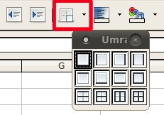 Abbildung 4: Klicken Sie auf das Umrandungs-Icon (rot markiert), haben Sie die Wahl zwischen zwölf Möglichkeiten, Linien einzuziehen.