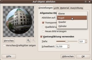 Abbildung 4: Ein Foto lässt sich in Gimp sehr einfach auf verschiedenen Objekten abbilden und die Fläche dahinter automatisch freistellen.