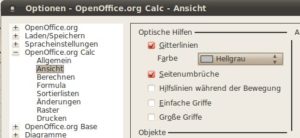 Abbildung 5: Schalten Sie die Gitterlinien aus, damit die Darstellung in Calc dem späteren Ausdruck ähnelt und selbst gezogene Rahmenlinien besser sichtbar werden.