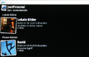 Abbildung 5: Mit der Android-App JustPictures integrieren Sie Fotos aus zahlreichen Internet-Quellen.