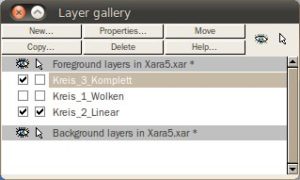 Abbildung 5: Auch Xara Xtreme unterstützt die Arbeit mit Bildebenen. Einzelne Layer blenden Sie bei Bedarf ein oder aus.