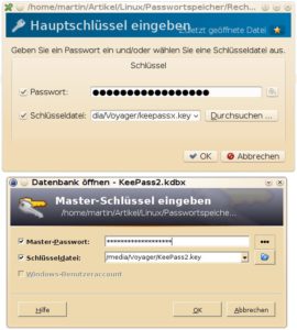 Abbildung 5: Nur Keepassx und Keepass 2 bieten eine Zwei-Faktor-Authentifizierung mit Passwort und Schlüsseldatei.