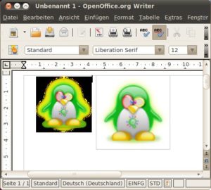 Abbildung 6: PNG-Copy & Paste von Firefox in Writer links und Drag & Drop desselben Bilds rechts.