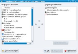 Abbildung 6: In diesem Dialog konfigurieren Sie die Buttons der Werkzeugleiste von Dragon Player.
