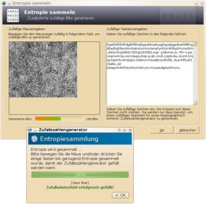 Abbildung 6: Keepass 2 und Keepassx sammeln Zufallsdaten, um die Sicherheit zu erhöhen.