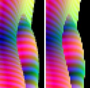 Abbildung 7: WebGL mit Kantenglättung (Chrome 9) und ohne (Firefox 4).