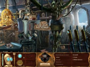 Abbildung 9: Gefundene Gegenstände zeigt das Spiel als Großaufnahme und streicht sie dann von der Liste (The Clockwork Man, Teil 1).