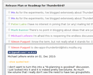 E-Mail-Diskussionen, mal anders betrachtet. Das Thunderbird-Addon Conversations machts möglich.
