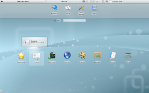 Oberfläche von KDE Plasma in der Netbook-Ausführung.