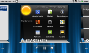 Der Home-Screen des Android-Tablets mit dem Dell Launcher.