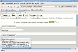 Abbildung 1: Einen einfachen Generator für die Datei "sources.list" finden Sie auf der Webseite "http://repogen.simplylinux.ch/".
