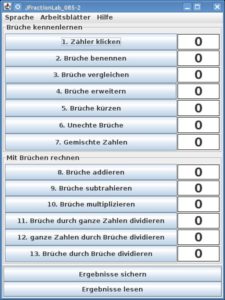 Abbildung 1: Bruchrechnen leicht gemacht: Das Java-Programm JFractionLab hilft Schülern dabei, Brüche besser zu verstehen.