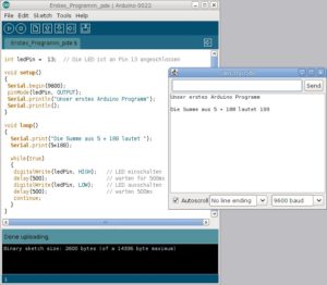 Abbildung 2: Die Entwicklungsumgebung für das Arduino-Board. Wie Sie im <code srcset=