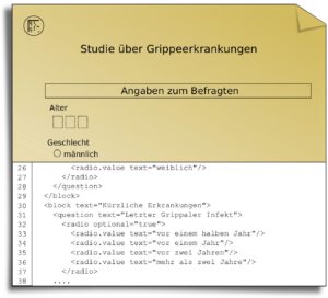 Abbildung 3: Eine XML-Struktur bestimmt den Aufbau eines Fragebogens.