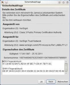 Abbildung 3: Hibiscus zeigt Details zu einem Zertifikat an, das 2011 abläuft.