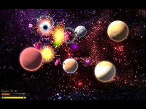 Abbildung 5: Explodieren mehrere Raumschiffe in einer Kettenreaktion, läuft das Spiel für einen kurzen Moment in Zeitlupe ab.