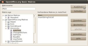 Abbildung 8: Die Dialogbox "OpenOffice.org Basic Makros": Über sie erhalten Sie eine Liste mit sämtlichen AutoTexten, die Writer anbietet.