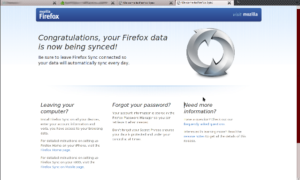 Die Startseite Mozzila Sync Server