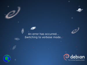 Das Space Fun Theme im neuen Installer ist gewissermaßen sprechend. Die kleine Rakete trudelt in dieser Ansicht, denn es gab einen Fehler. Beim Booten fliegt sie rechts hoch, beim Herunterfahren zurück nach links unten.
