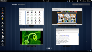 Aktivitäten: Gnome 3 bietet für laufende Anwendungen mehrere Möglichkeiten für einen Zugriff und Überblick. Quelle: Gnome.