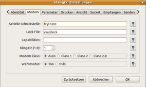 Abbildung 2: Einstellungen lassen sich bei Efax-gtk bequem in zehn Dialogen vornehmen.