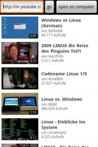 Abbildung 5: Der integrierte Webbrowser ermöglicht das Surfen im Internet und das Aufrufen der Internetseiten auf den PC.