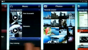Meego in der Tablet-Version. Objekte erscheinen dort In Panels unterteilt. 