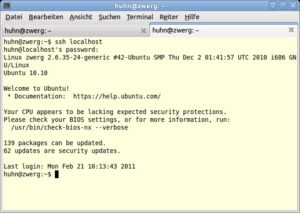 Abbildung 2: Über die Nachricht des Tages ("message of the day") erreichen Sie alle Benutzer, die sich per SSH oder auf der Konsole anmelden.