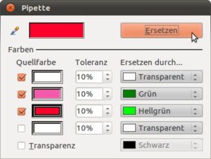 Abbildung 2: Mit Hilfe der Dialogbox "Pipette" tauschen Sie die Farben der Grafik aus und fügen so Transparenz ein.